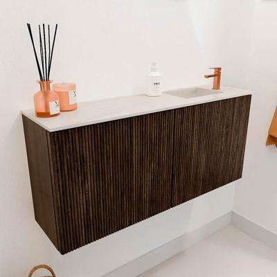 Toiletmeubel Mondiaz Joya Dlux | 90 cm | Meubelkleur Walnut | Faye wastafel Meli Wasbak Rechts | 1 kraangat