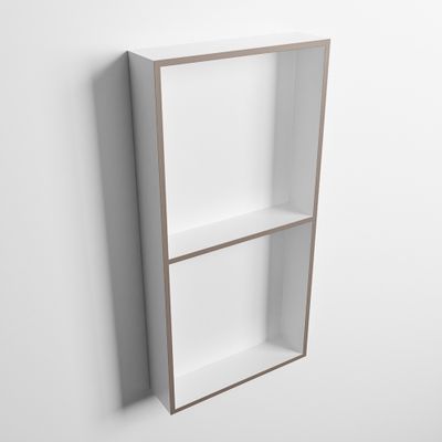 MONDIAZ EASY Nis 59,5x29,5cm in solid surface kleur Smoke | Talc. 2 vakken geschikt voor in- of opbouw