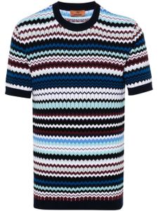 Missoni t-shirt en coton à motif zig-zag - Bleu