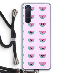 Smiley watermeloenprint: Sony Xperia 5 II Transparant Hoesje met koord