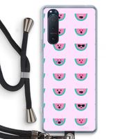 Smiley watermeloenprint: Sony Xperia 5 II Transparant Hoesje met koord