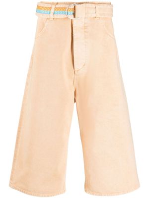 COUNTY OF MILAN short en jean à taille ceinturée - Orange