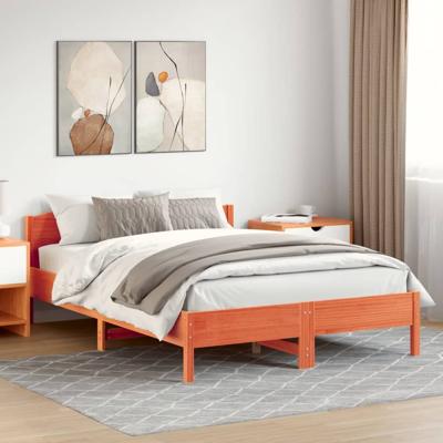 Bedframe zonder matras massief grenenhout wasbruin 150x200 cm