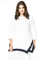 Yoek Puntige blouse linnen | Wit | Maat 38/40