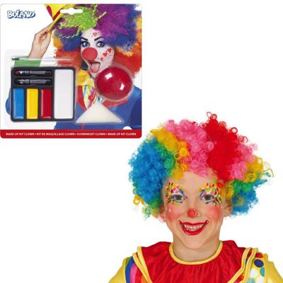 Fiestas Guirca Clown verkleed set - compleet - voor kinderen - Neus - pruik - schmink