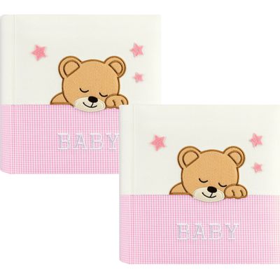 2x Luxe fotoboek/fotoalbum Elisa baby meisje met 20 paginas roze 33 x 33 x 4 cm