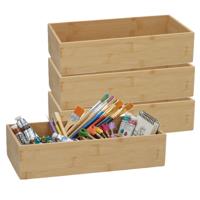 5Five houten bakje - 4x - organizer - bamboe - 30 x 15 x 7 cm - kast en lade verdelers - opslag