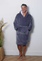 Luxe fleece deken met capuchon - antraciet