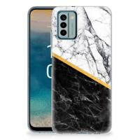 Nokia G22 | TPU | Siliconen hoesje | Marmer Wit Zwart - Origineel Cadeau Man - thumbnail