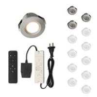 Set LED-inbouwspot met afstandsbediening Valdeno zilver 3W dimbaar 1-12 stuks