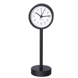 Tafelklok staand - metaal - zwart - 22 cm- pilaarklok - kinderkamer klokje