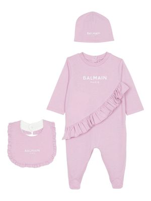 Balmain Kids trousseau de naissance à logo imprimé - Rose