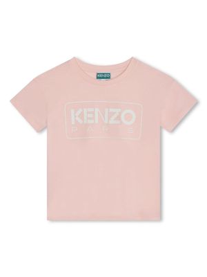 Kenzo Kids t-shirt en coton biologique à logo imprimé - Rose