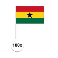 100x Ghana decoratie papieren zwaaivlaggetjes   -