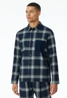Heren Flanellen Pyjamashirt met knoopsluiting - Mix & Relax - Doorknoop pyjamashirt lange mouw