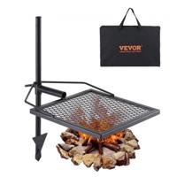 VEVOR Rotisserie draaigrill staal 405 x 405 mm houtskoolgrill draagbare grill grillrek 6 kg draagvermogen 300 ℃ vrijstaand spit braadgrill BBQ grill grilltrolley barbecue camping