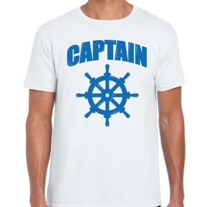 Captain / kapitein met roer/stuur verkleed t-shirt wit voor heren 2XL  -