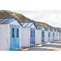 Inductiebeschermer - Blauwe Strandhuisjes - 60x52 cm - thumbnail