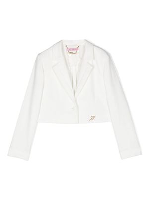 Miss Blumarine blazer en crêpe à plaque logo - Blanc
