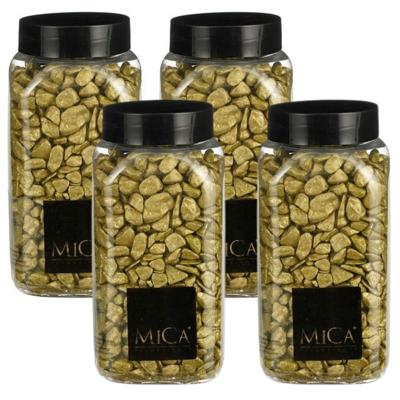 Mica Decorations decoratie steentjes - 4x - goud - 1 kilo - 650ml - hobby steentjes