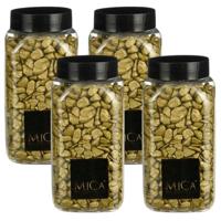 Mica Decorations decoratie steentjes - 4x - goud - 1 kilo - 650ml - hobby steentjes