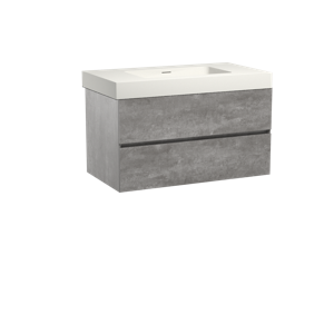 Storke Edge zwevend badmeubel 95 x 52 cm beton donkergrijs met Mata High enkele wastafel in mat witte solid surface