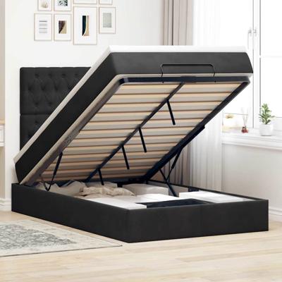 Ottoman bed met matrassen en LED's 120x200cm fluweel zwart