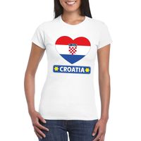 Kroatie hart vlag t-shirt wit dames 2XL  -