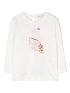 Monnalisa blouse en coton à imprimé graphique - Blanc