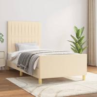 Bedframe zonder matras 90x190 cm stof crèmekleurig