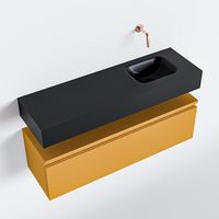 Toiletmeubel Mondiaz Andor | 100 cm | Meubelkleur Ocher | Lex vrijhangend wastafel Urban Rechts | Zonder kraangat