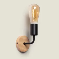 Wandlamp zwart hout Jaco e27 fitting Wandlamp zwart hout Jaco e27 fitting