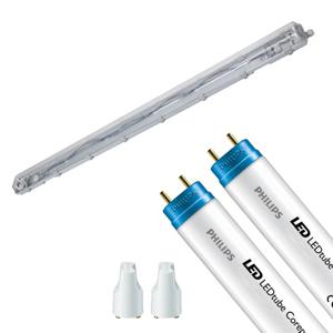 LED Waterdichte TL Armatuur met T8 Buizen - Velvalux Strela - 150cm - Dubbel - Koppelbaar - Waterdicht IP65 - Philips -