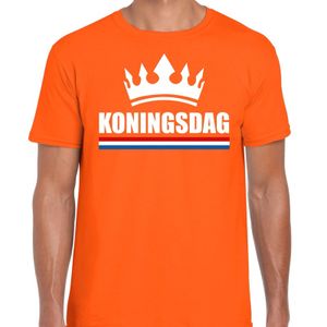 Oranje Koningsdag met kroon shirt heren