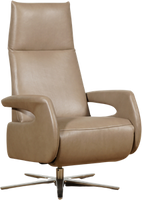 Taupe leren moderne relaxfauteuil Note - met stervoet chroom - zithoogte medium - Granada leer Taupe (taupe leer)