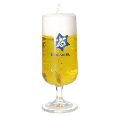 Bierglas kaars - Duits Karlsberg bier - H18 cm - funny gadget - Bierkaars - caderau - bierliefhebber