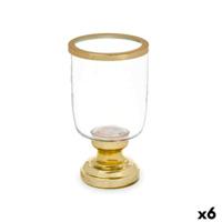 Kaarshouder Gift Decor Gouden Kristal Staal 12 x 24,5 x 12 cm Fluitglas (6 Stuks)