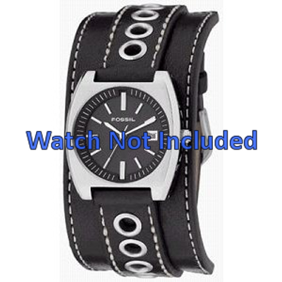 Horlogeband Fossil JR8205 Onderliggend Leder Zwart 16mm