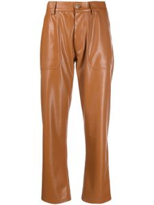 Nanushka pantalon droit en cuir artificiel - Marron