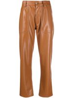 Nanushka pantalon droit en cuir artificiel - Marron