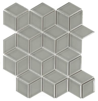 The Mosaic Factory Paris Mozaiek Tegel Cubic - Licht grijs Porselein Geglazuurd 266x305 mm