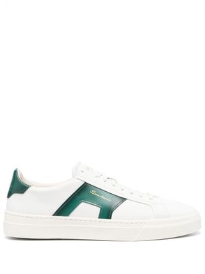Santoni baskets en cuir à détail de logo - Blanc