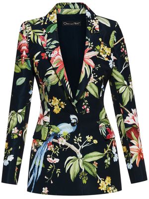 Oscar de la Renta blazer Flora & Fauna Faille - Bleu
