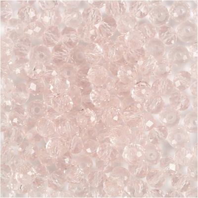 Creativ Company Facet kralen, d 4 mm, gatgrootte 1 mm, lichtroze, 45 stuk/ 1 doos