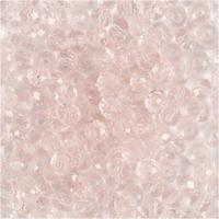 Creativ Company Facet kralen, d 4 mm, gatgrootte 1 mm, lichtroze, 45 stuk/ 1 doos