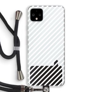 Strepen zwart-wit: Pixel 4 XL Transparant Hoesje met koord