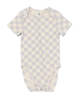 HEMA Meegroeiromper Rib Bamboe Met Stretch Ruiten Blauw (blauw)