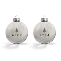 Kerstbal met naam - Zilver - 2 stuks