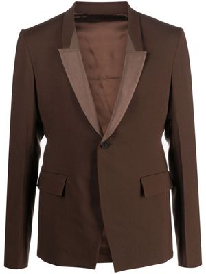 Rick Owens blazer en laine vierge à simple boutonnage - Marron