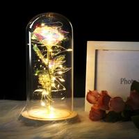 Simulatie rozen lichten glazen cover decoraties ambachten valentines dag geschenken (heldere kleur)